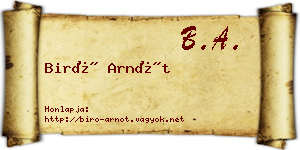 Biró Arnót névjegykártya